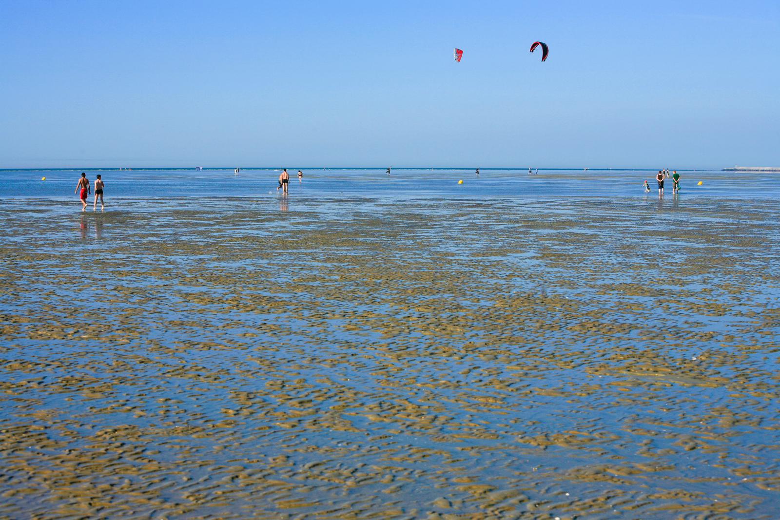 Gravelines : baigneurs sur la plage en été